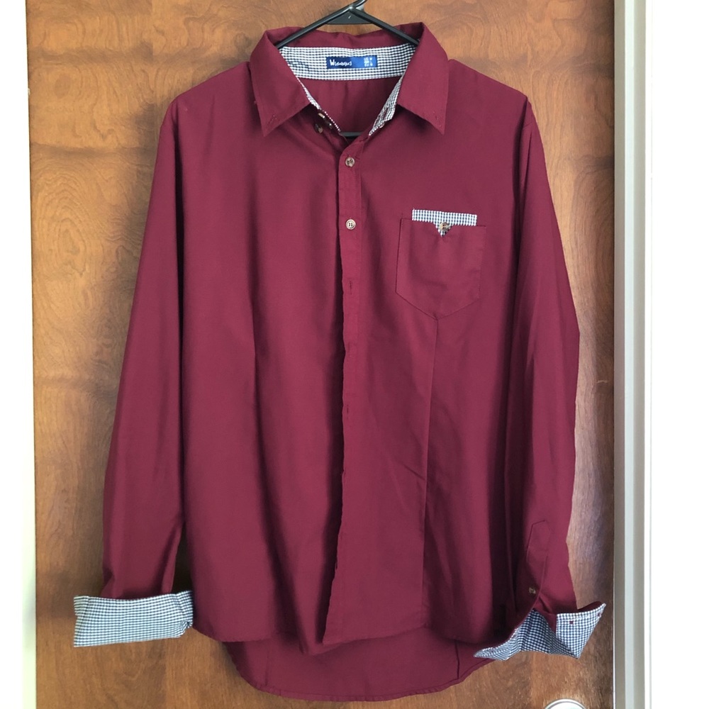 Maroon button down shirt
